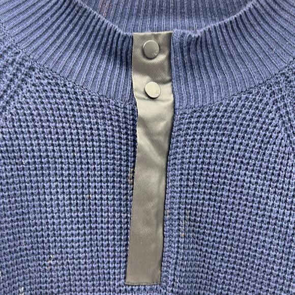 KENNETH COLE NEW YORK WAFFLE KNIT ELBOW PATCH MENS SWEATER SIZE XL NAVY BLUE - Picture 4 of 14